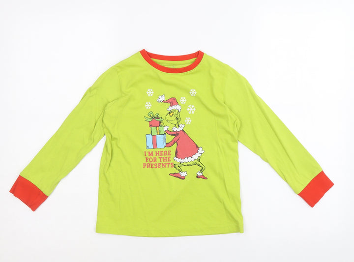 Dr. Seuss Boys Green 100% Cotton Basic T-Shirt Size 5-6 Years Round Neck Pullover - Grinch
