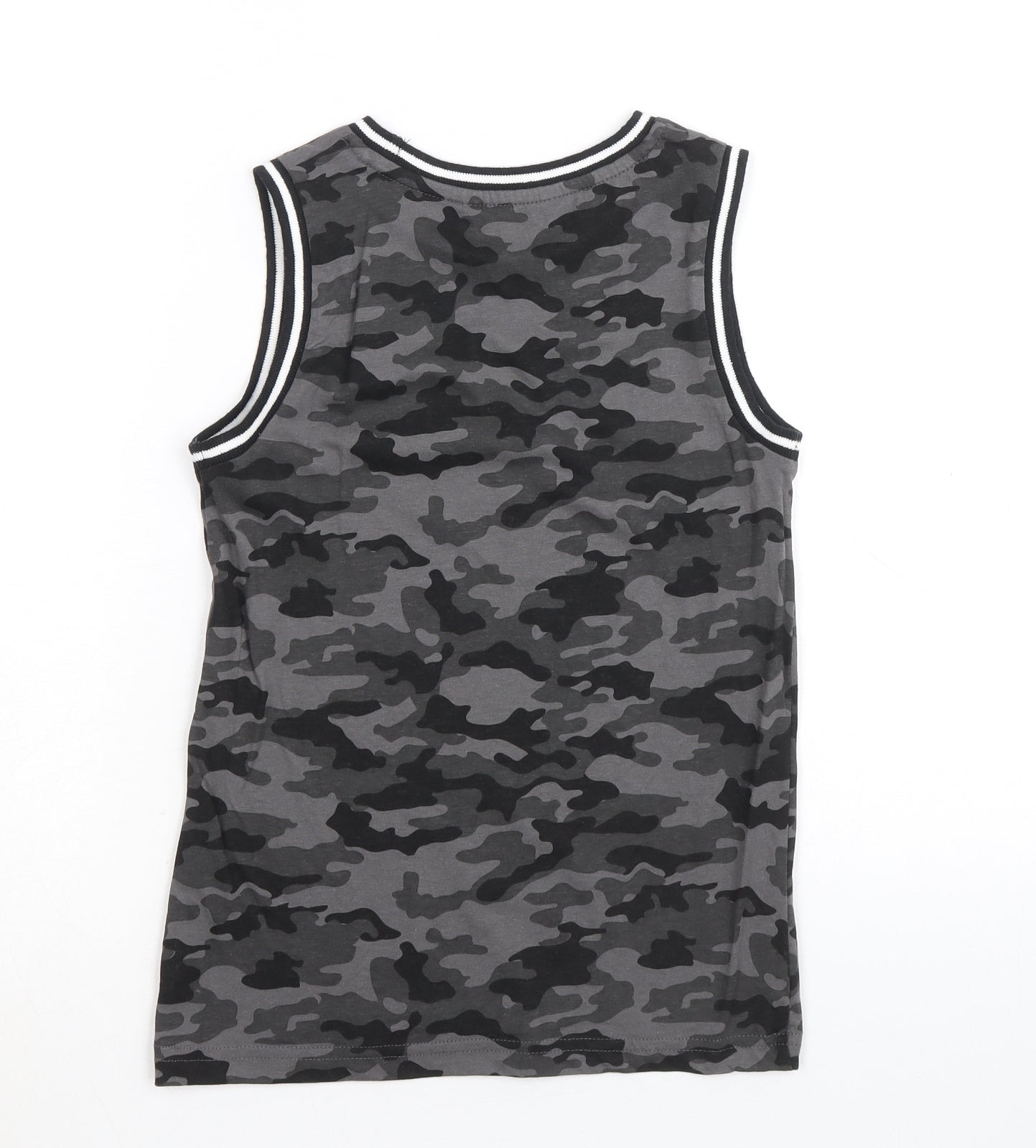 George Boys Black Camouflage Cotton Basic Tank Size 6-7 Years Round Neck Pullover - Unstoppable