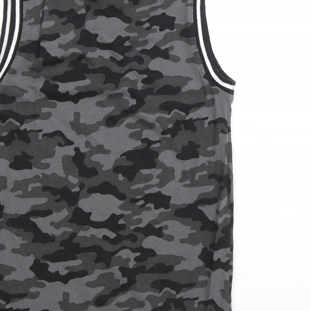 George Boys Black Camouflage Cotton Basic Tank Size 6-7 Years Round Neck Pullover - Unstoppable