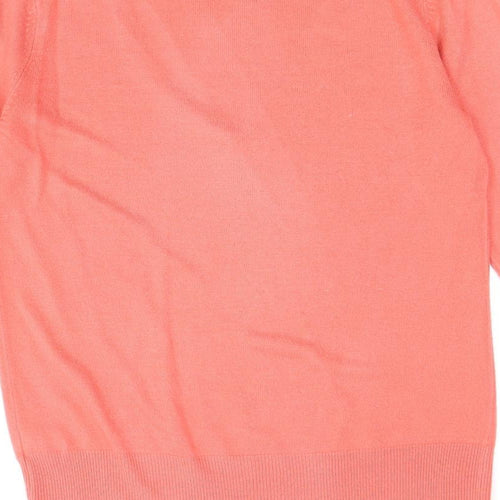 Essentials Womens Pink V-Neck Acrylic Pullover Jumper Size 12