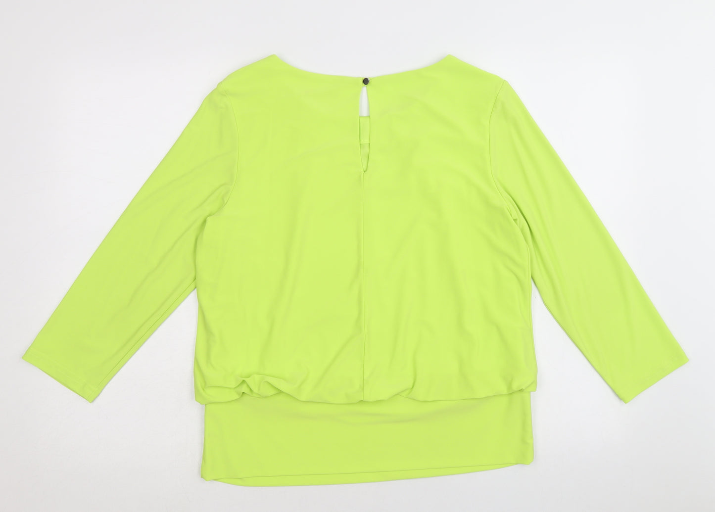 Roman Womens Green Polyester Basic Blouse Size 14 Boat Neck - Front Pleat Detail