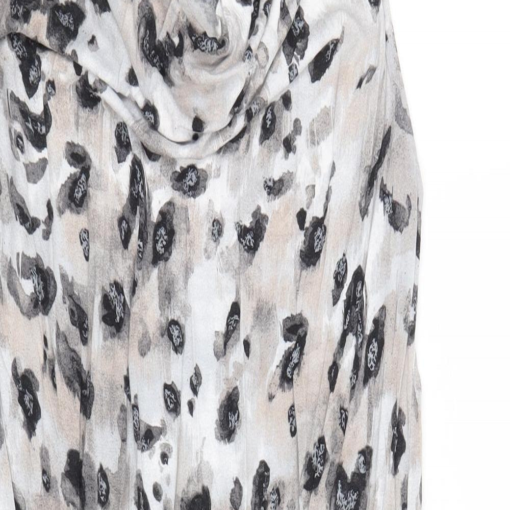 TU Womens Grey Geometric Viscose A-Line Size 8 Cowl Neck Pullover