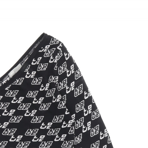 ASOS Womens Black Geometric Polyamide Cropped Blouse Size 10 One Shoulder