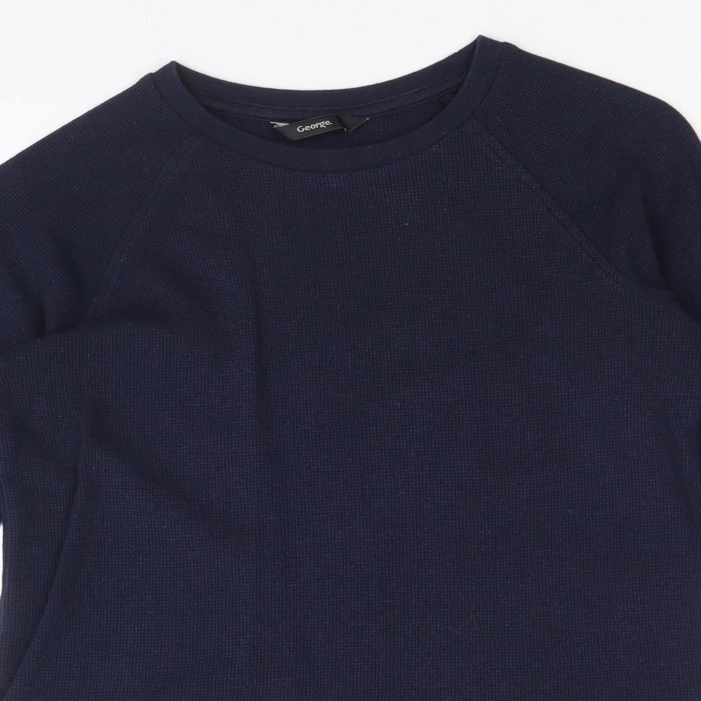 George Boys Blue 100% Cotton Basic T-Shirt Size 11-12 Years Round Neck Pullover