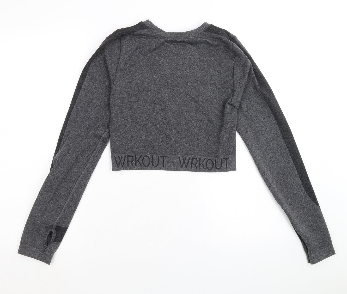 WORKOUT Womens Grey Colourblock Polyamide Blend Cropped Casual Size L Round Neck Pullover