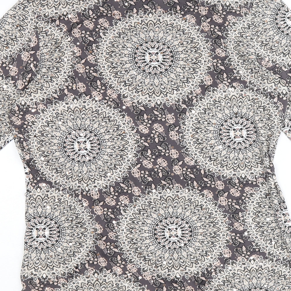 F&F Womens Multicoloured Geometric Polyester Basic Blouse Size 10 Boat Neck - Twist Detail