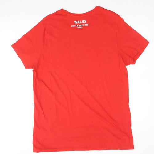Euro 2016 Mens Red Cotton T-Shirt Size L Round Neck - Wales Euro 2016