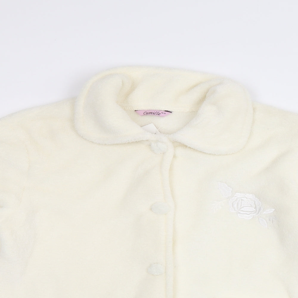 Camille Womens Ivory Jacket Size 10 Button - Floral Detail
