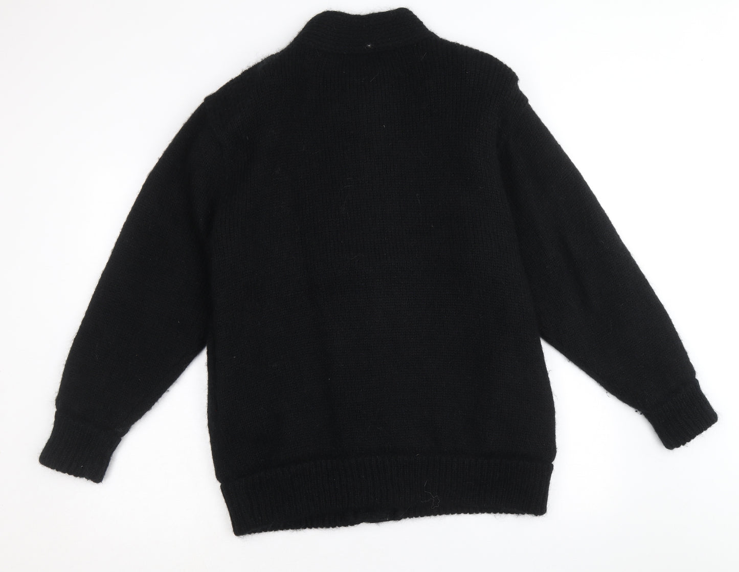 Joella Di Marco Womens Black Floral Pea Coat Coatigan Size M Button