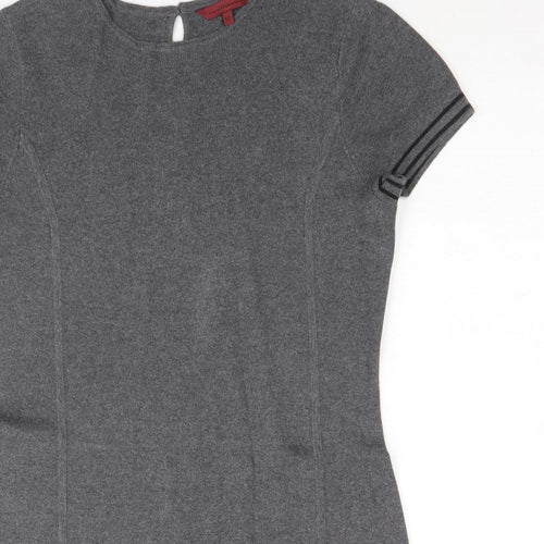 John Richmond Womens Grey Polyester A-Line Size 12 Round Neck Button