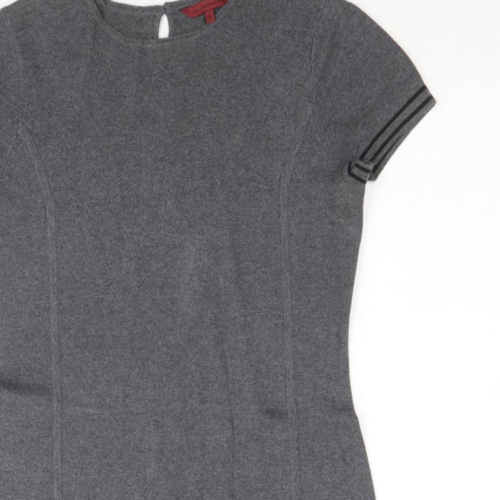 John Richmond Womens Grey Polyester A-Line Size 12 Round Neck Button