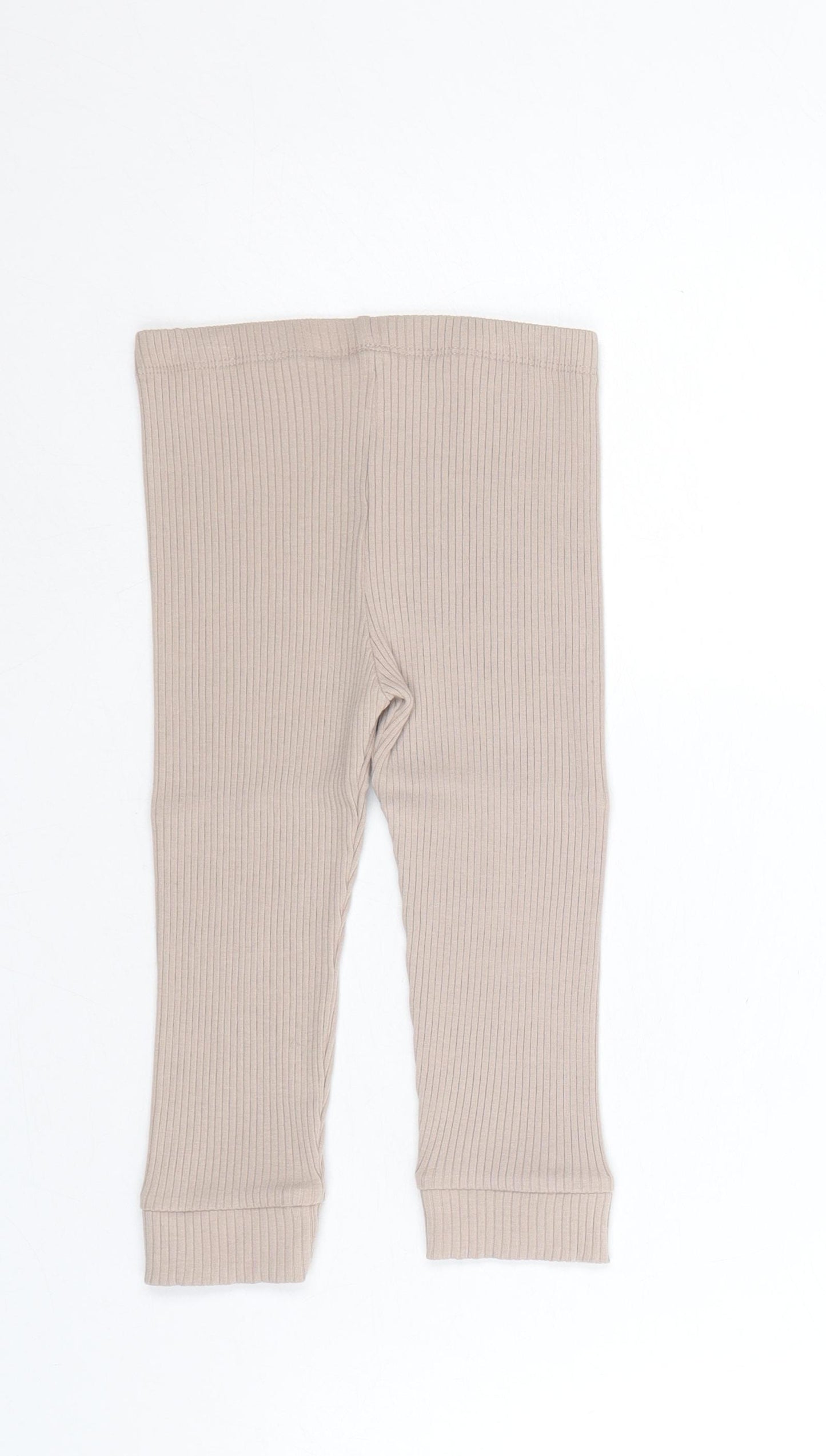TU Boys Beige Cotton Jogger Leggings Size 12-18 Months Pullover