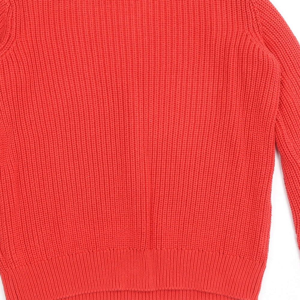 Marks and Spencer Mens Red Round Neck Cotton Pullover Jumper Size S Long Sleeve