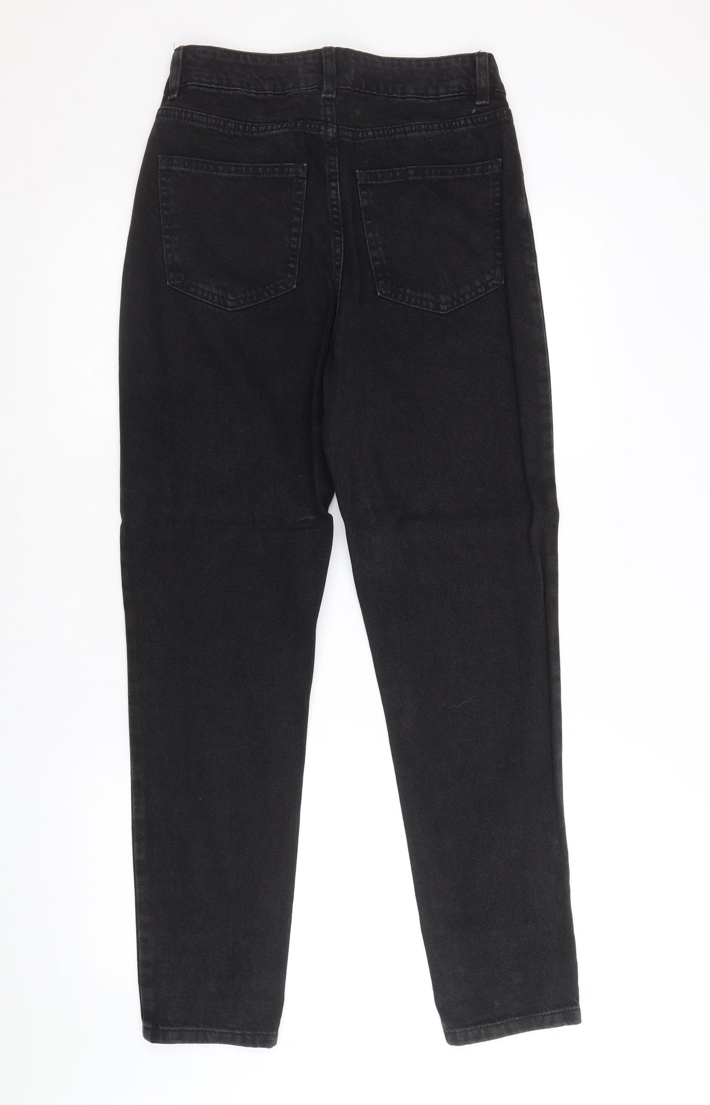 Denim & Co. Womens Black Cotton Straight Jeans Size 8 Regular Zip