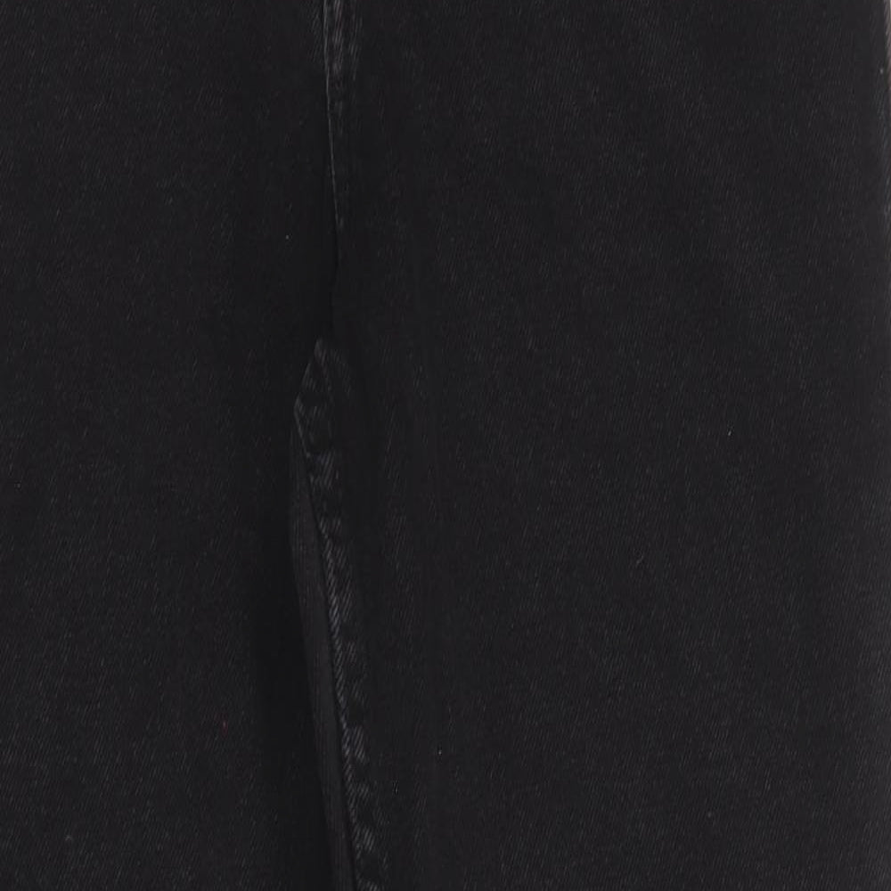 Denim & Co. Womens Black Cotton Straight Jeans Size 8 Regular Zip