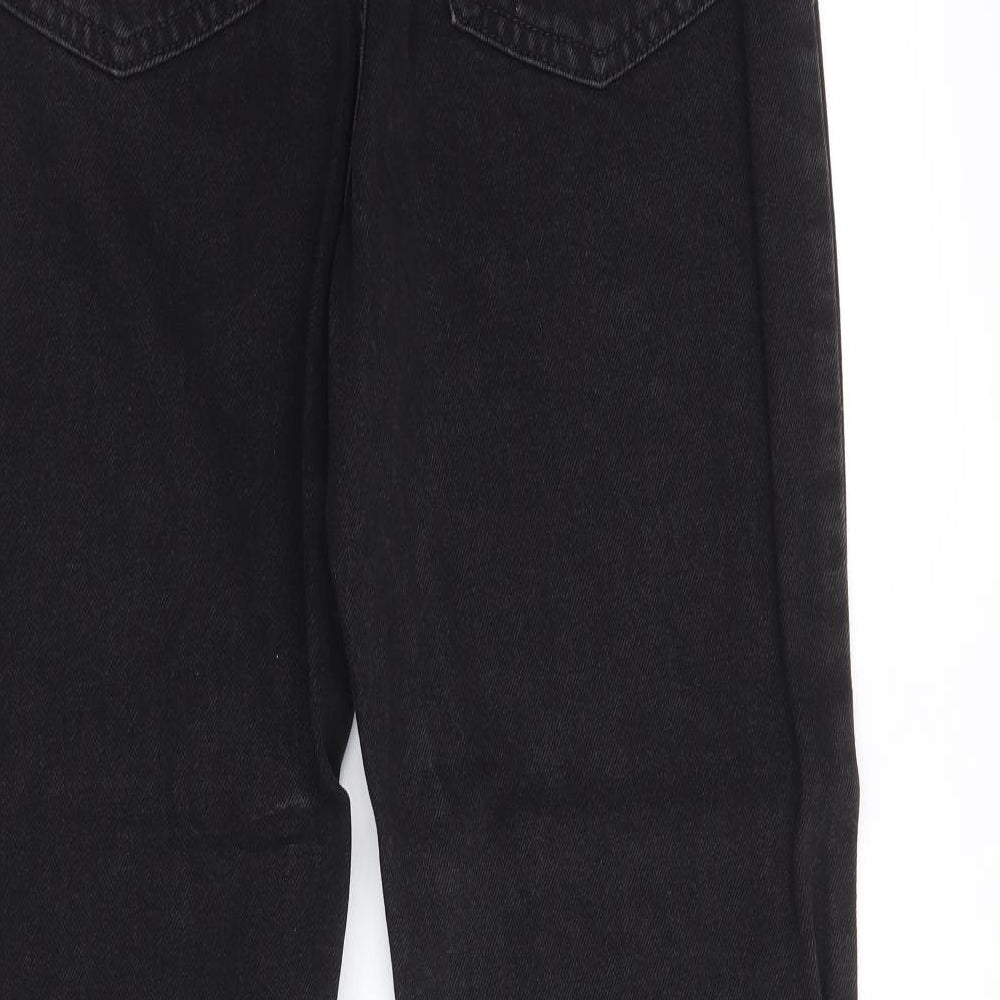Denim & Co. Womens Black Cotton Straight Jeans Size 8 Regular Zip