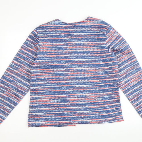 Anne De Lancay Womens Blue Striped Jacket Blazer Size M