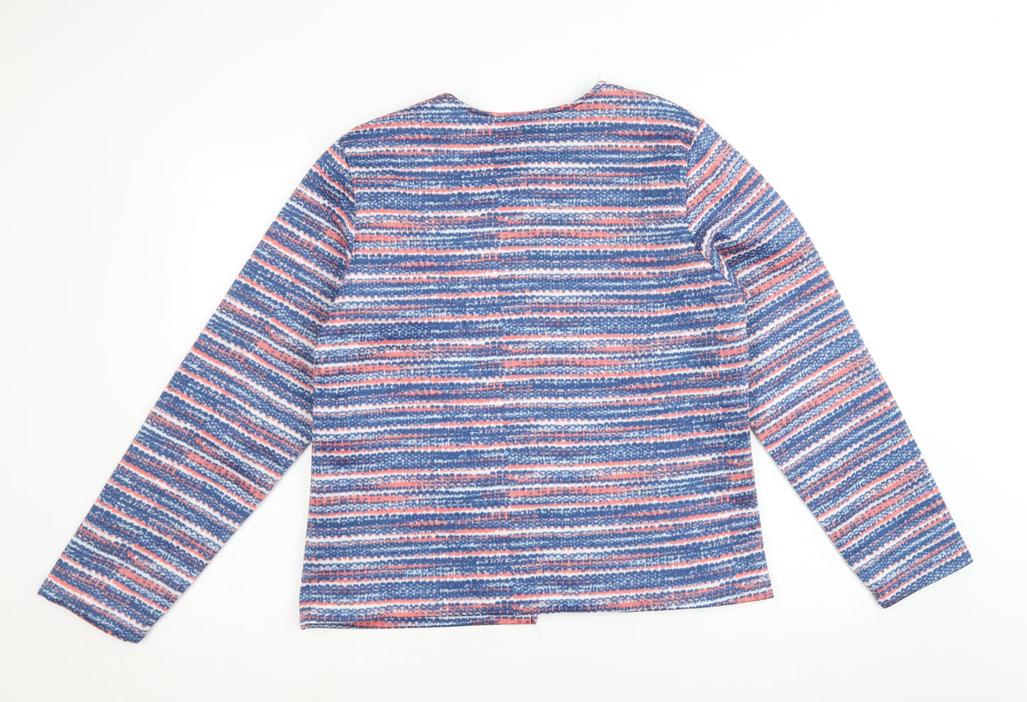 Anne De Lancay Womens Blue Striped Jacket Blazer Size M
