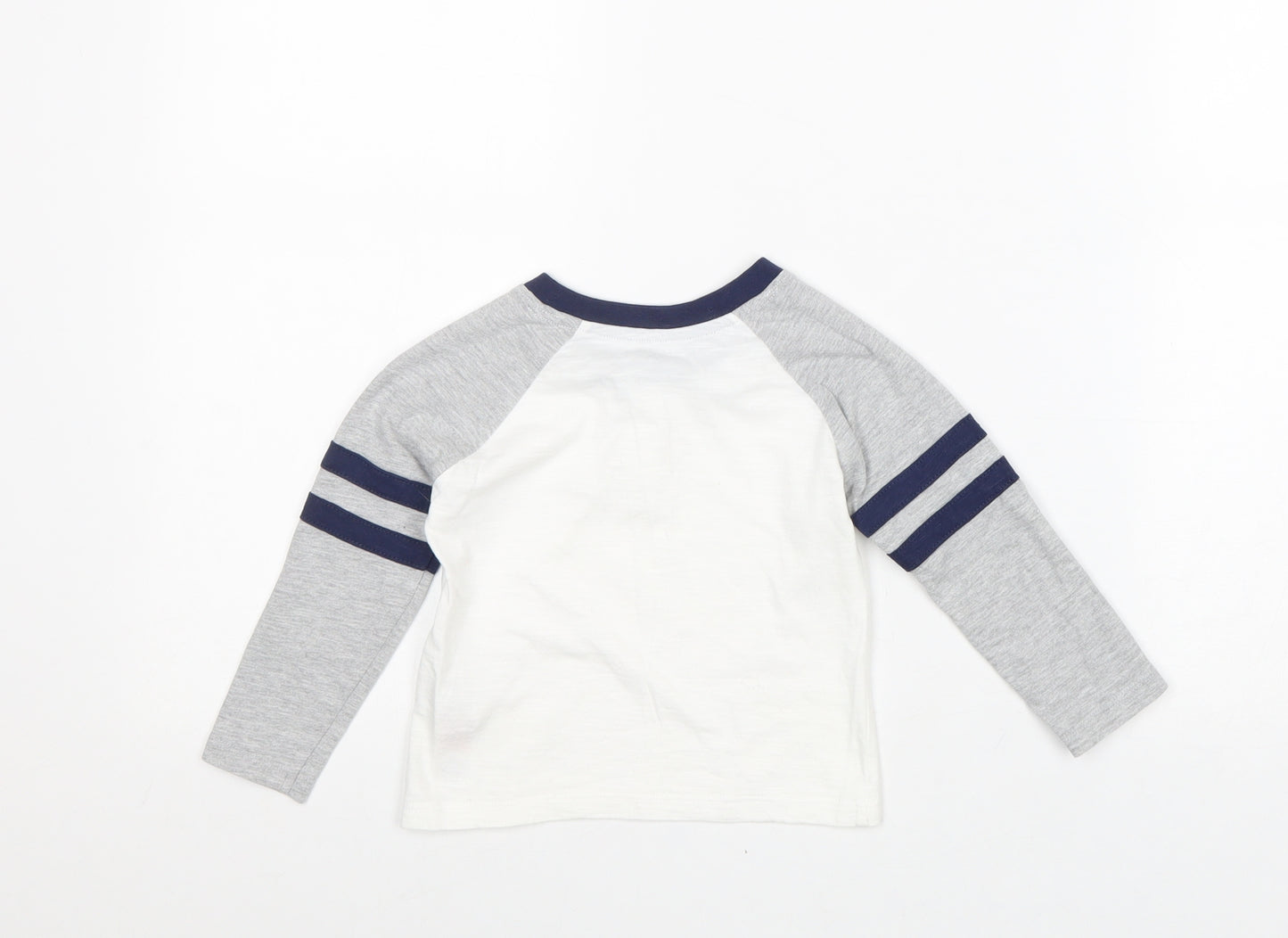 Primark Boys White Striped Cotton Basic T-Shirt Size 12-18 Months Round Neck Button