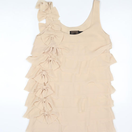 H&M Womens Beige Polyester Bodycon Size 10 Round Neck Pullover