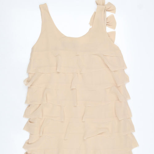 H&M Womens Beige Polyester Bodycon Size 10 Round Neck Pullover