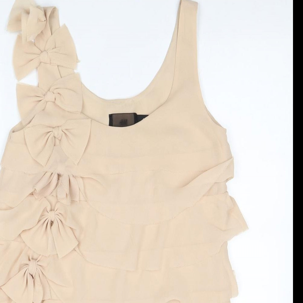 H&M Womens Beige Polyester Bodycon Size 10 Round Neck Pullover