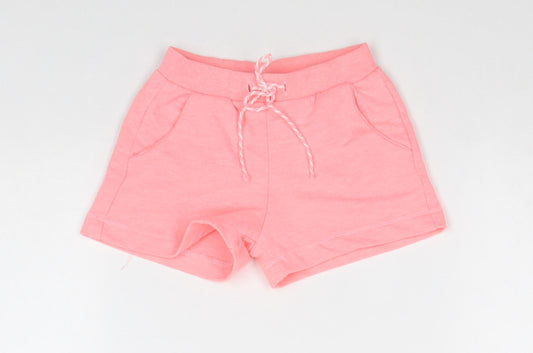 Zara Girls Pink Polyester Sweat Shorts Size 3-4 Years Regular Drawstring