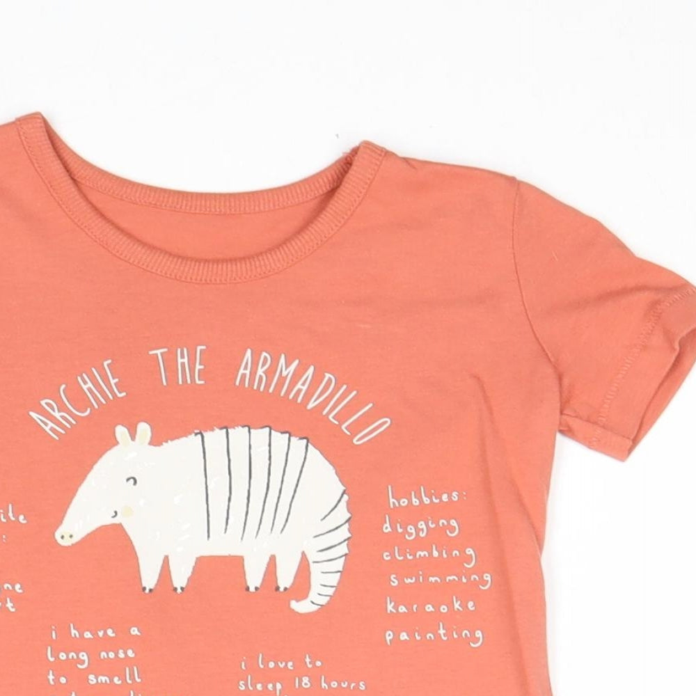 George Boys Orange 100% Cotton Basic T-Shirt Size 12-18 Months Round Neck Pullover - Armadillo
