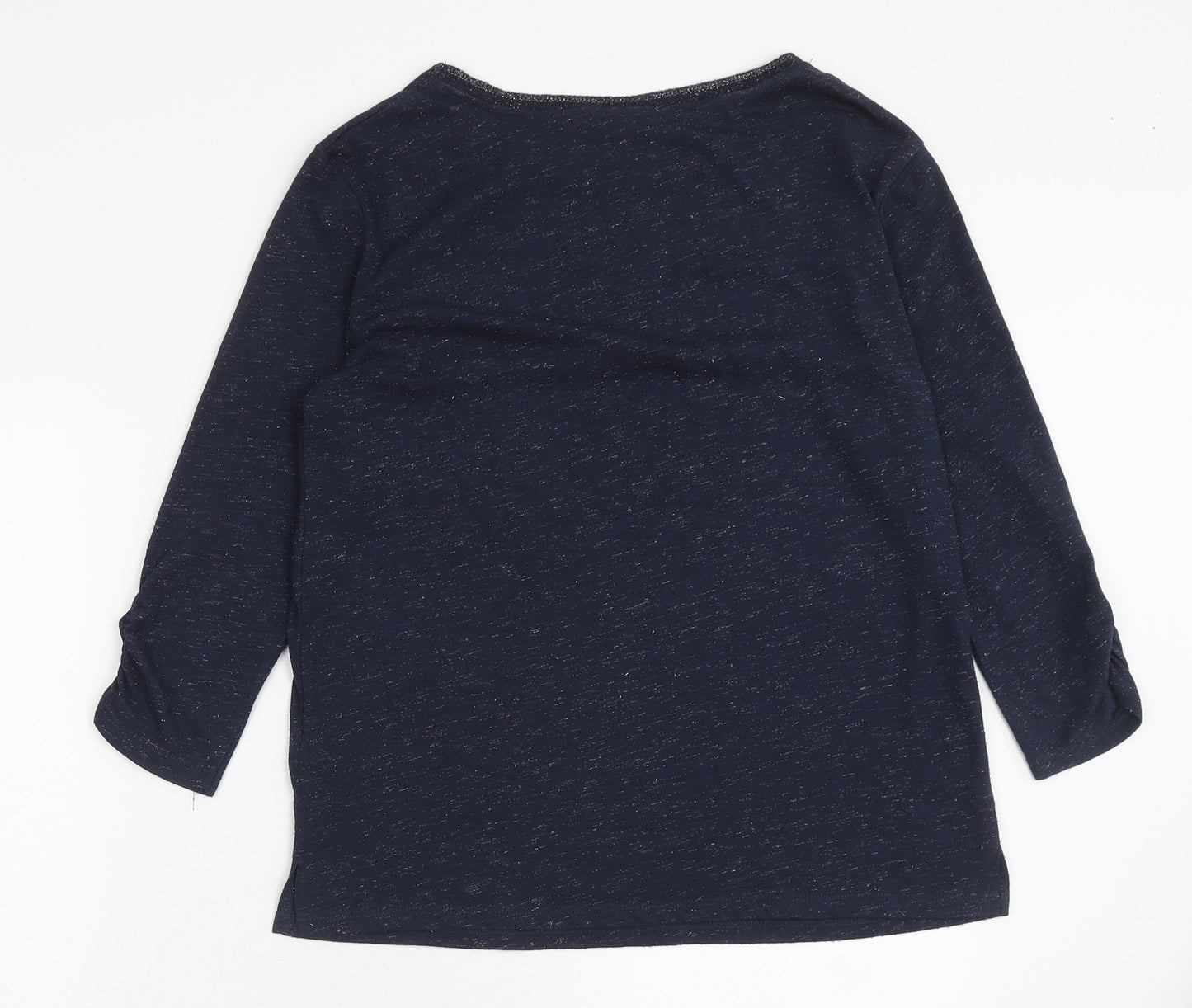 Monsoon Womens Blue Geometric Viscose Basic T-Shirt Size S Round Neck