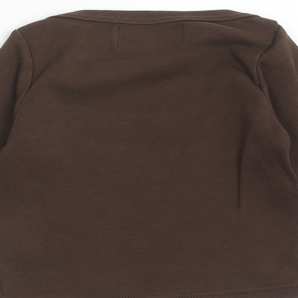 Bob & Blossom Baby Brown Cotton Basic T-Shirt Size 6-9 Months Round Neck Pullover - Little Pudding, 6-12 Months