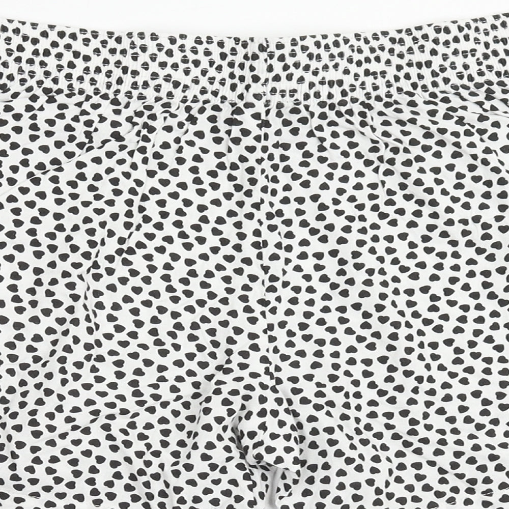 Papaya Womens White Geometric Viscose Bermuda Shorts Size 10 Regular Pull On - Heart Pattern
