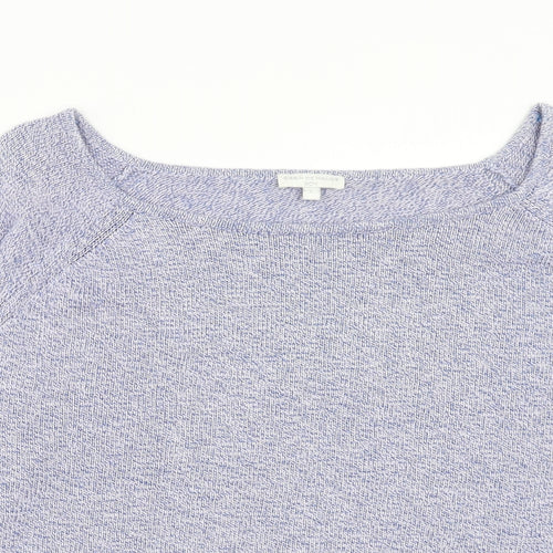 Grain de Malice Womens Blue Boat Neck Cotton Pullover Jumper Size L - Lace Detail