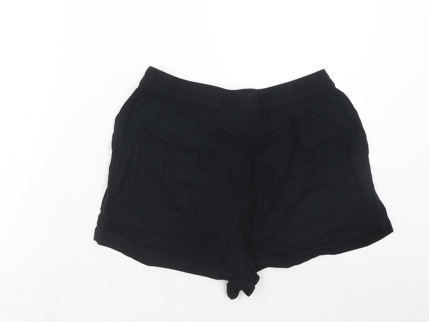 Papaya Womens Black Viscose Sweat Shorts Size 12 Regular Drawstring