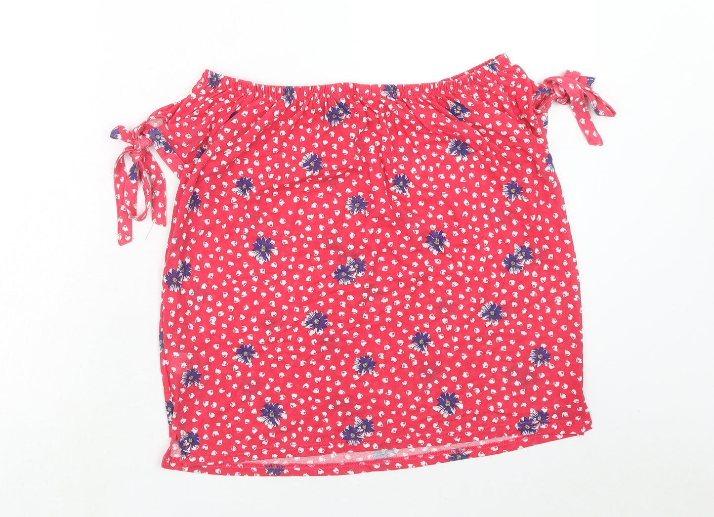NEXT Womens Pink Geometric Viscose Basic Blouse Size 8 Off the Shoulder
