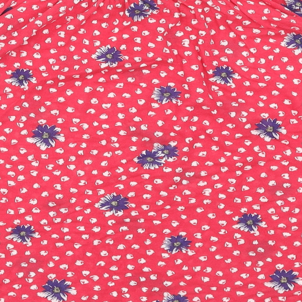 NEXT Womens Pink Geometric Viscose Basic Blouse Size 8 Off the Shoulder