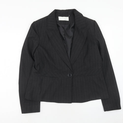AMARANTO Womens Grey Pinstripe Polyester Jacket Suit Jacket Size 18