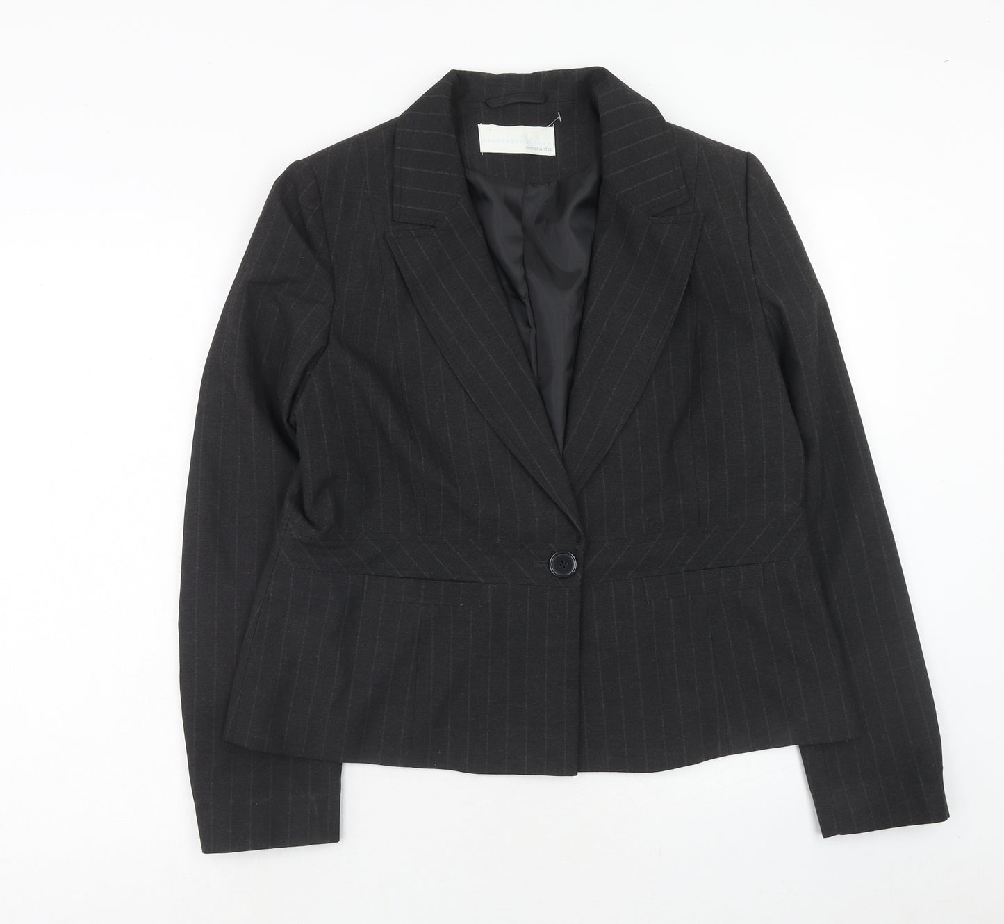 AMARANTO Womens Grey Pinstripe Polyester Jacket Suit Jacket Size 18
