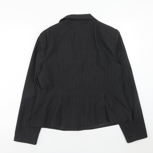AMARANTO Womens Grey Pinstripe Polyester Jacket Suit Jacket Size 18