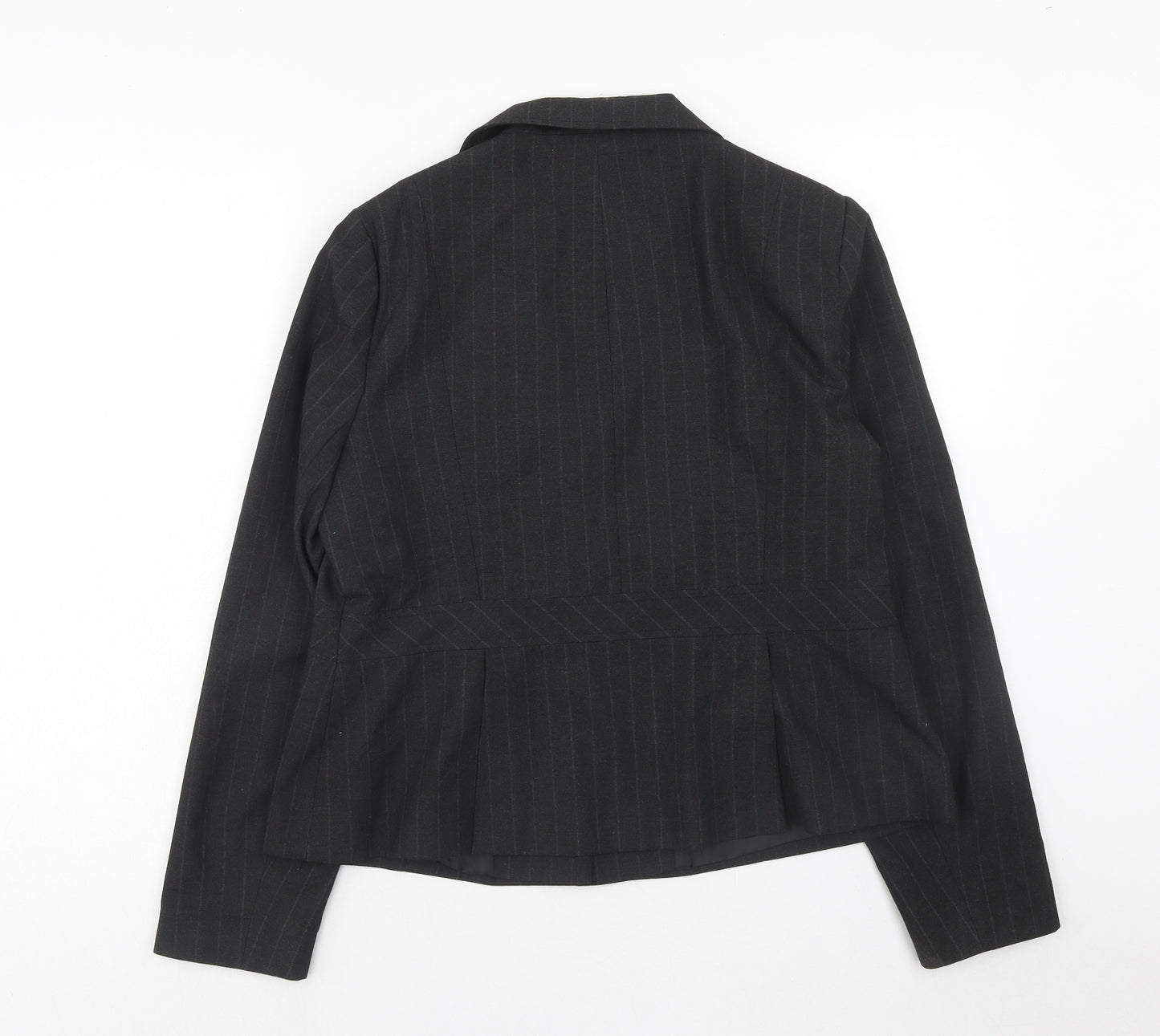 AMARANTO Womens Grey Pinstripe Polyester Jacket Suit Jacket Size 18