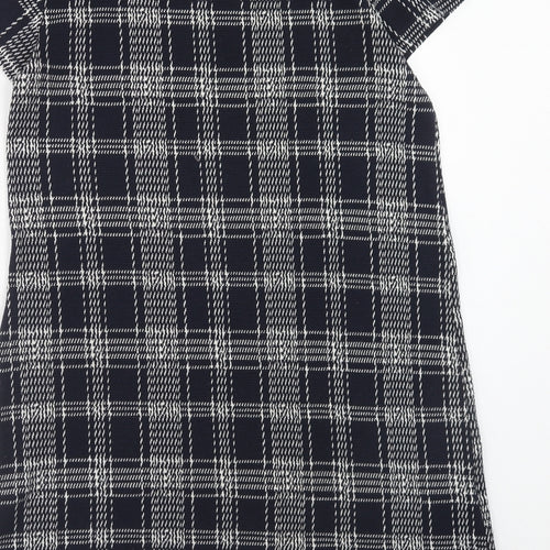 Mango Womens Blue Plaid Polyester A-Line Size M Round Neck Pullover