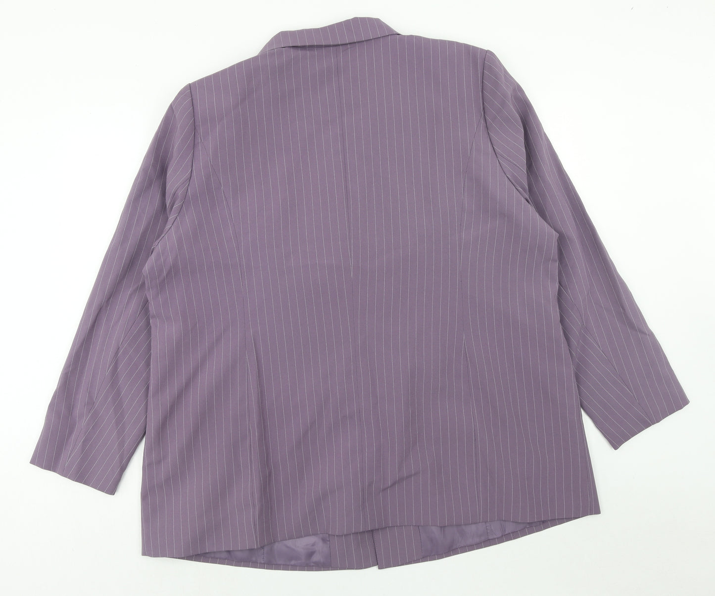 Mia Linea Womens Purple Pinstripe Polyester Jacket Suit Jacket Size 28