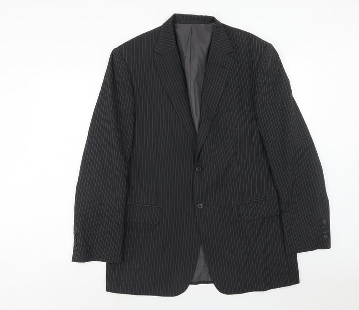 Marks and Spencer Mens Grey Striped Polyester Jacket Suit Jacket Size 42 Regular
