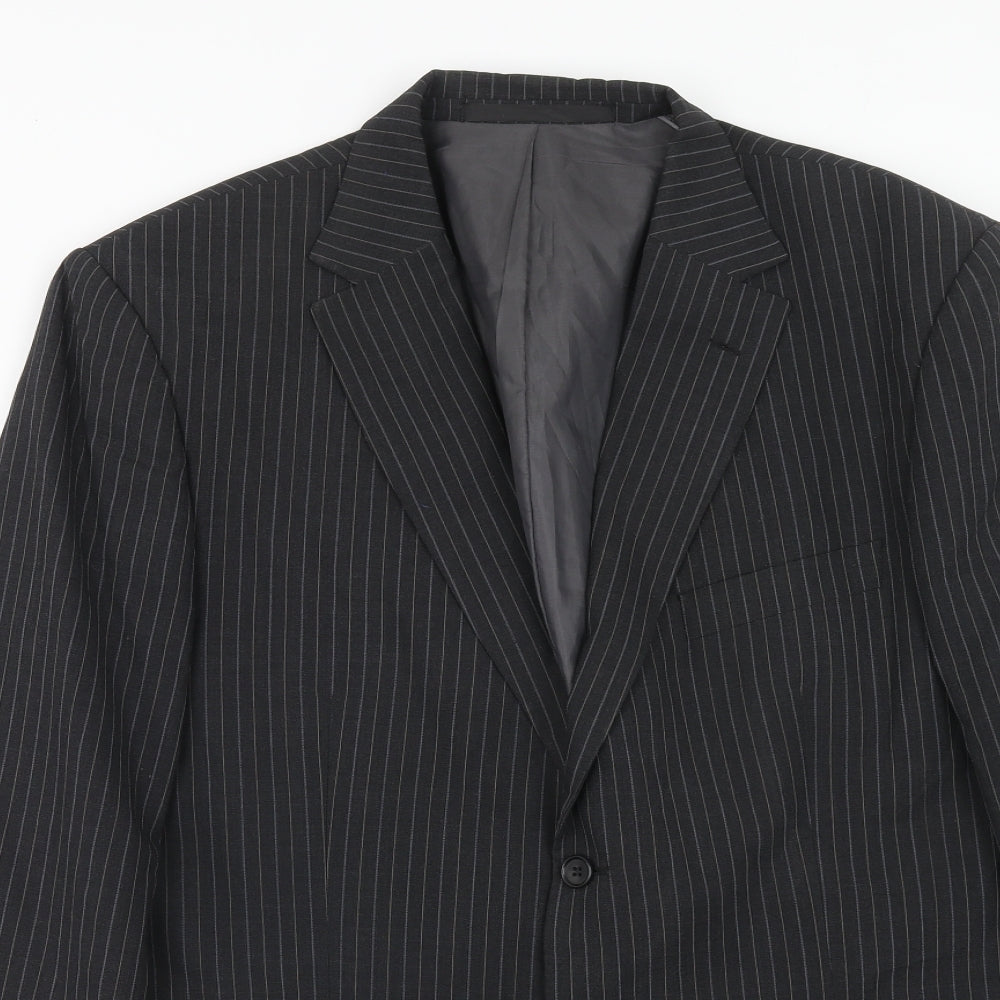Marks and Spencer Mens Grey Striped Polyester Jacket Suit Jacket Size 42 Regular