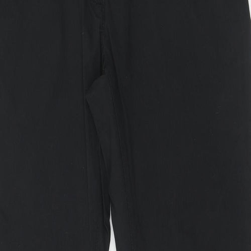 H&M Womens Black Cotton Chino Trousers Size 14 Regular Hook & Eye