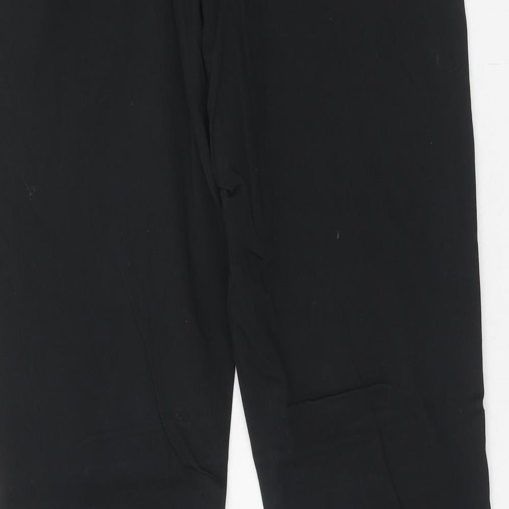 H&M Womens Black Cotton Chino Trousers Size 14 Regular Hook & Eye