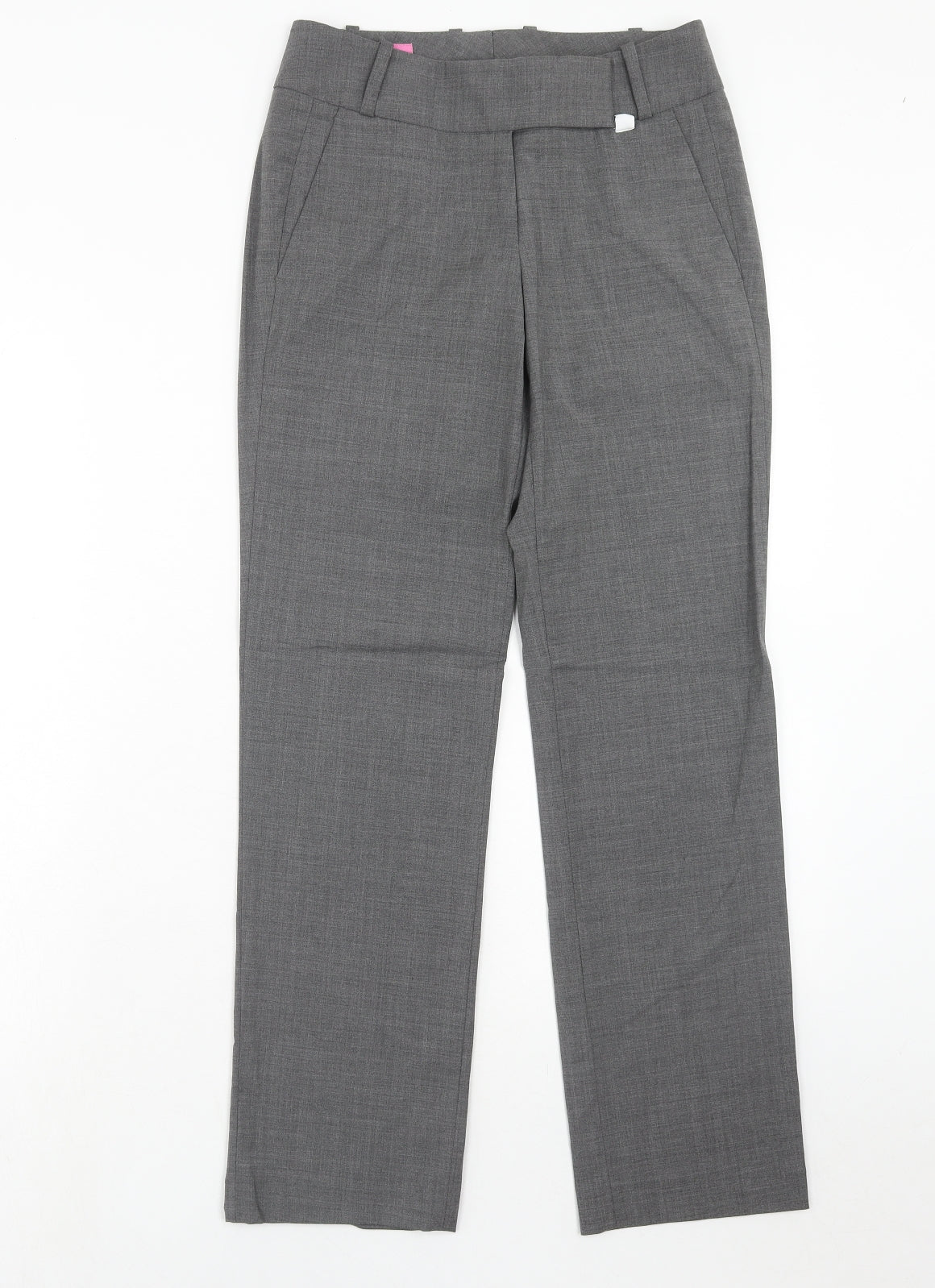 Brook Taverner Womens Grey Polyester Chino Trousers Size 30 in Regular Hook & Eye