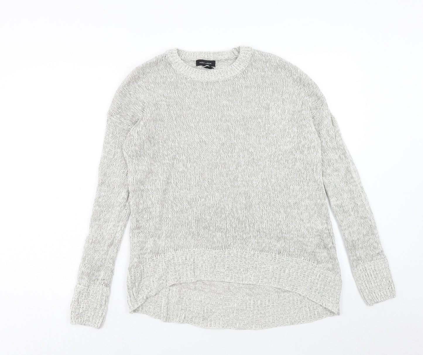 New Look Womens Grey Round Neck Acrylic Pullover Jumper Size M