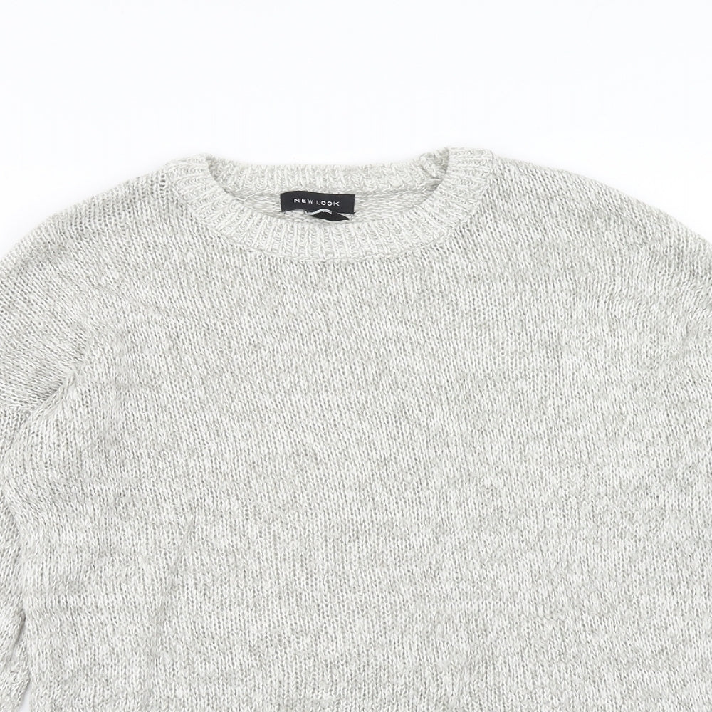 New Look Womens Grey Round Neck Acrylic Pullover Jumper Size M