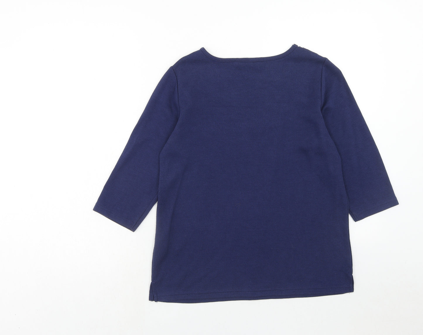 Bonmarché Womens Blue Boat Neck Polyester Pullover Jumper Size 12 - Crocheted Lace Detail