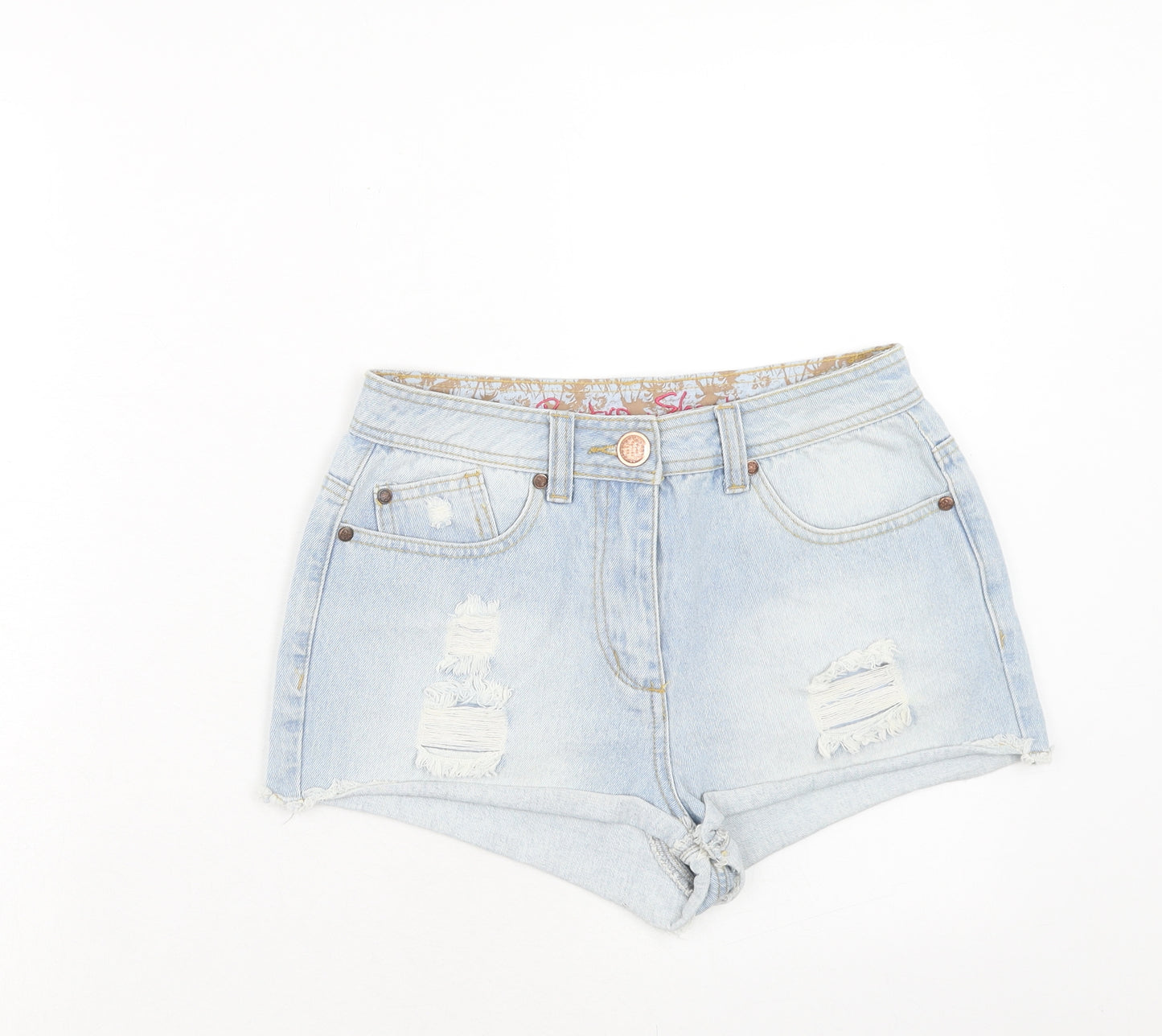 Denim & Co. Womens Blue Cotton Cut-Off Shorts Size 10 Regular Zip - Distressed